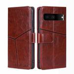 For Google Pixel 7 5G Geometric Stitching Horizontal Flip TPU + PU Leather Phone Case(Dark Brown)