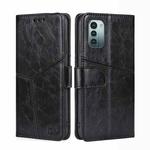 For Nokia G21/G11 Geometric Stitching Horizontal Flip TPU + PU Leather Phone Case(Black)