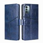 For Nokia G21/G11 Geometric Stitching Horizontal Flip TPU + PU Leather Phone Case(Blue)