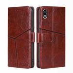 For Sony Xperia Ace III Geometric Stitching Horizontal Flip TPU + PU Leather Phone Case(Dark Brown)