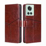 For OnePlus Ace/10R Geometric Stitching Horizontal Flip TPU + PU Leather Phone Case(Dark Brown)