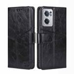 For OnePlus Nord CE 2 5G Geometric Stitching Horizontal Flip TPU + PU Leather Phone Case(Black)