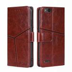 For ZTE Tempo X Geometric Stitching Horizontal Flip TPU + PU Leather Phone Case(Dark Brown)