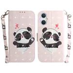 For OPPO A96 5G / Reno7 Z 5G 3D Colored Horizontal Flip Leather Phone Case(Heart Panda)