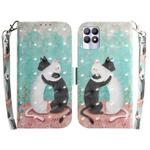 For OPPO Realme 8i 3D Colored Horizontal Flip Leather Phone Case(Black White Cat)