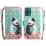 For OPPO Realme 9 Pro 3D Colored Horizontal Flip Leather Phone Case(Black White Cat)