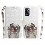 For OPPO Realme 9i / A76 4G / A36 3D Colored Horizontal Flip Leather Phone Case(Pug)