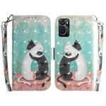 For OPPO Realme 9i / A76 4G / A36 3D Colored Horizontal Flip Leather Phone Case(Black White Cat)