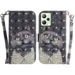 For OPPO Realme C35 3D Colored Horizontal Flip Leather Phone Case(Hug Cat)