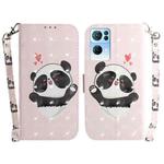 For OPPO Reno7 Pro 5G 3D Colored Horizontal Flip Leather Phone Case(Heart Panda)