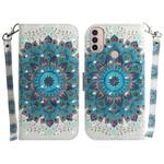 For Motorola Moto E20 / E30 / E40 3D Colored Horizontal Flip Leather Phone Case(Peacock Wreath)