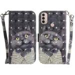 For Motorola Moto E20 / E30 / E40 3D Colored Horizontal Flip Leather Phone Case(Hug Cat)