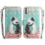 For Motorola Moto E20 / E30 / E40 3D Colored Horizontal Flip Leather Phone Case(Black White Cat)