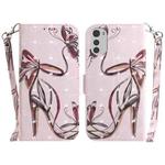 For Motorola Moto E32 3D Colored Horizontal Flip Leather Phone Case(Butterfly High-heeled)