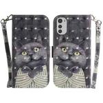 For Motorola Moto E32 3D Colored Horizontal Flip Leather Phone Case(Hug Cat)