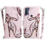 For Motorola Moto G Pure 3D Colored Horizontal Flip Leather Phone Case(Butterfly High-heeled)