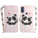 For Motorola Moto G Pure 3D Colored Horizontal Flip Leather Phone Case(Heart Panda)