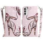 For Motorola Moto G52 3D Colored Horizontal Flip Leather Phone Case(Butterfly High-heeled)