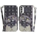 For Motorola Moto G52 3D Colored Horizontal Flip Leather Phone Case(Hug Cat)