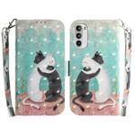 For Motorola Moto G52 3D Colored Horizontal Flip Leather Phone Case(Black White Cat)