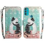 For Motorola Moto G71 3D Colored Horizontal Flip Leather Phone Case(Black White Cat)