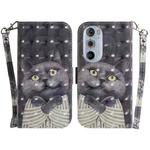 For Motorola Edge+ 2022 / 30 Pro 3D Colored Horizontal Flip Leather Phone Case(Hug Cat)