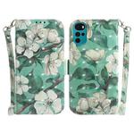 For Motorola Moto G22 3D Colored Horizontal Flip Leather Phone Case(Watercolor Flower)