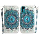 For Motorola Moto G22 3D Colored Horizontal Flip Leather Phone Case(Peacock Wreath)