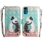 For Motorola Moto G22 3D Colored Horizontal Flip Leather Phone Case(Black White Cat)