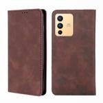 For vivo S12 / V23 5G Skin Feel Magnetic Horizontal Flip Leather Phone Case(Dark Brown)