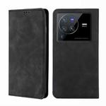 For vivo X80 Pro Skin Feel Magnetic Horizontal Flip Leather Phone Case(Black)