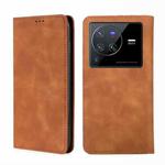 For vivo X80 Pro Skin Feel Magnetic Horizontal Flip Leather Phone Case(Light Brown)
