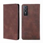 For vivo Y76s / Y74s Skin Feel Magnetic Horizontal Flip Leather Phone Case(Dark Brown)