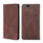 For ZTE Tempo X / Vantage Z839 / N9137 Skin Feel Magnetic Flip Leather Phone Case(Dark Brown)