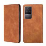 For Xiaomi Redmi K50 / K50 Pro Skin Feel Magnetic Flip Leather Phone Case(Light Brown)