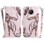 For Nokia G300 3D Colored Horizontal Flip Leather Phone Case(Butterfly High-heeled)