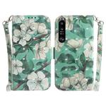 For Sony Xperia 1 III 3D Colored Horizontal Flip Leather Phone Case(Watercolor Flower)