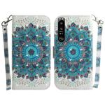 For Sony Xperia 1 III 3D Colored Horizontal Flip Leather Phone Case(Peacock Wreath)