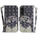 For Sony Xperia 1 III 3D Colored Horizontal Flip Leather Phone Case(Hug Cat)