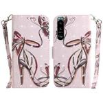 For Sony Xperia 5 III 3D Colored Horizontal Flip Leather Phone Case(Butterfly High-heeled)