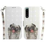 For Sony Xperia 5 III 3D Colored Horizontal Flip Leather Phone Case(Pug)