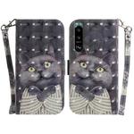 For Sony Xperia 5 III 3D Colored Horizontal Flip Leather Phone Case(Hug Cat)