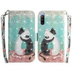 For Sony Xperia 10 III 3D Colored Horizontal Flip Leather Phone Case(Black White Cat)