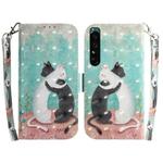 For Sony Xperia 1 IV 3D Colored Horizontal Flip Leather Phone Case(Black White Cat)