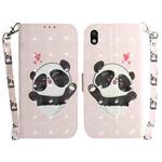 For Sony Xperia Ace III 3D Colored Horizontal Flip Leather Phone Case(Heart Panda)