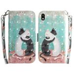 For Sony Xperia Ace III 3D Colored Horizontal Flip Leather Phone Case(Black White Cat)