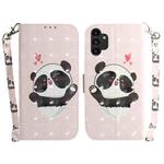 For Samsung Galaxy A13 4G 3D Colored Horizontal Flip Leather Phone Case(Heart Panda)