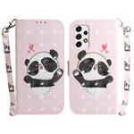For Samsung Galaxy A73 5G 3D Colored Horizontal Flip Leather Phone Case(Heart Panda)