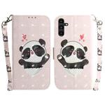 For Samsung Galaxy A13 5G 3D Colored Horizontal Flip Leather Phone Case(Heart Panda)