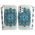 For Samsung Galaxy A23 3D Colored Horizontal Flip Leather Phone Case(Peacock Wreath)